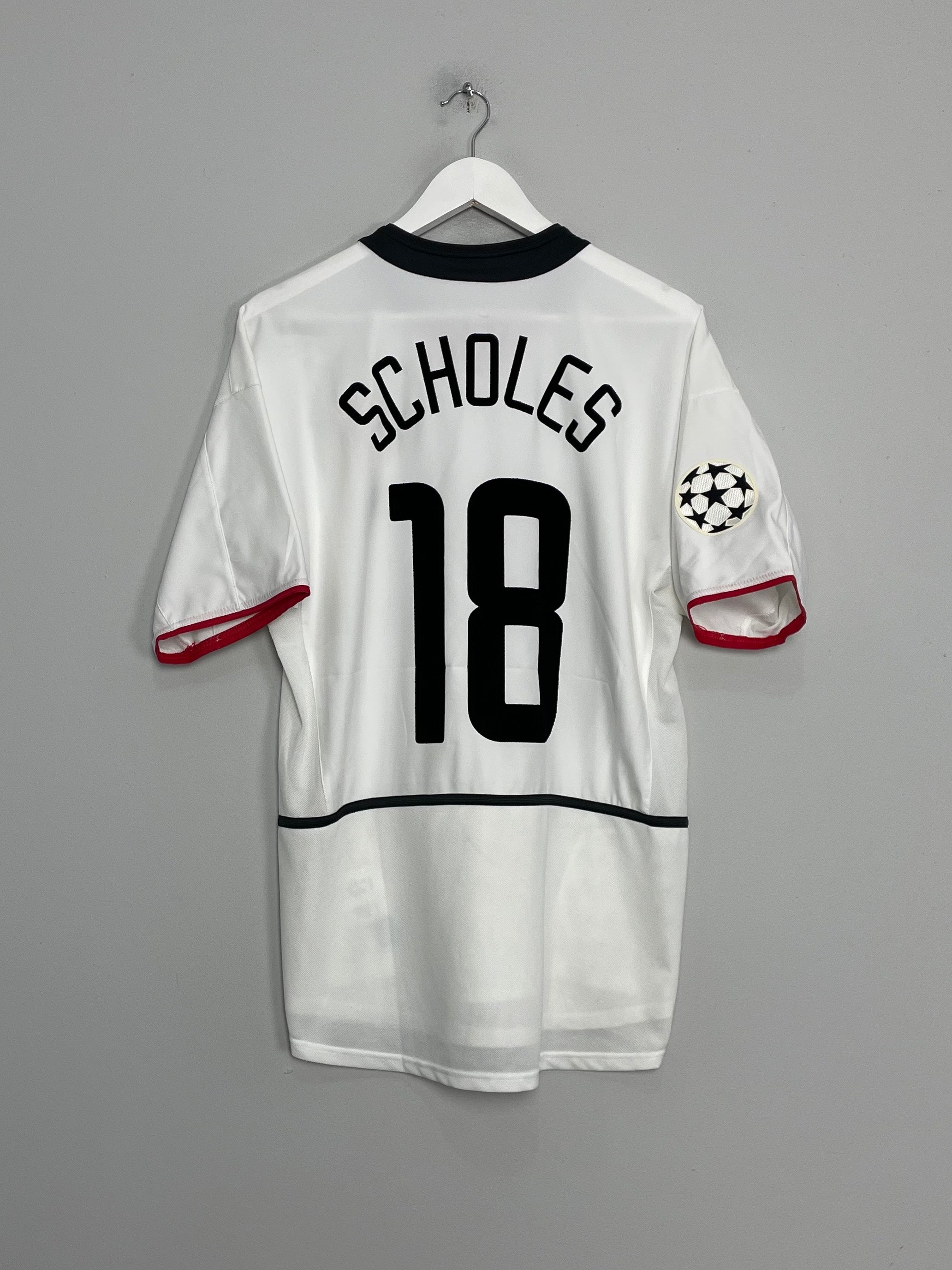 2002/03 MANCHESTER UNITED SCHOLES #18 C/L AWAY SHIRT (M) NIKE