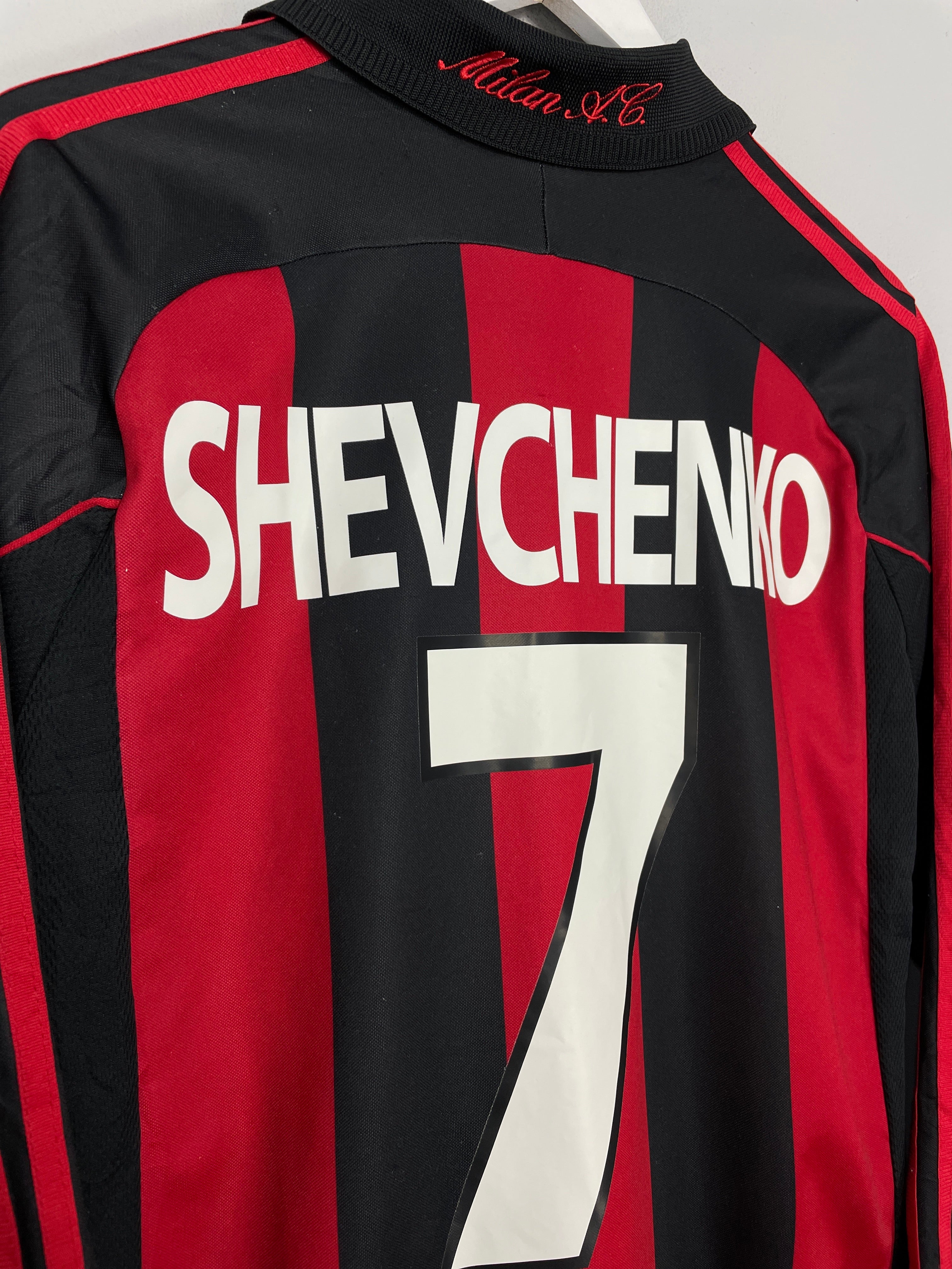 2000/02 AC MILAN SHEVCHENKO #7 L/S HOME SHIRT (L) ADIDAS