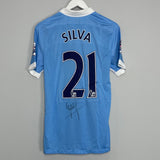 2015/16 MANCHESTER CITY SILVA #21 *MATCH ISSUE + SIGNED* HOME SHIRT (M) NIKE