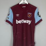 2023/24 WEST HAM BOWEN #20 *MATCH WORN* HOME SHIRT (M) UMBRO