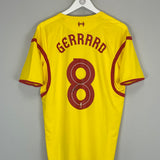 2014/15 LIVERPOOL GERRARD #8 *MATCH WORN + SIGNED* AWAY SHIRT (M) WARRIOR