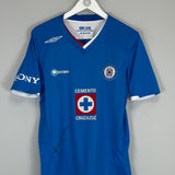 2009/10 CRUZ AZUL *SIGNED* HOME SHIRT (M) UMBRO