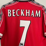 1998/00 MANCHESTER UNITED BECKHAM #7 HOME SHIRT (L) UMBRO