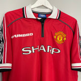 1998/00 MANCHESTER UNITED BECKHAM #7 HOME SHIRT (XL) UMBRO