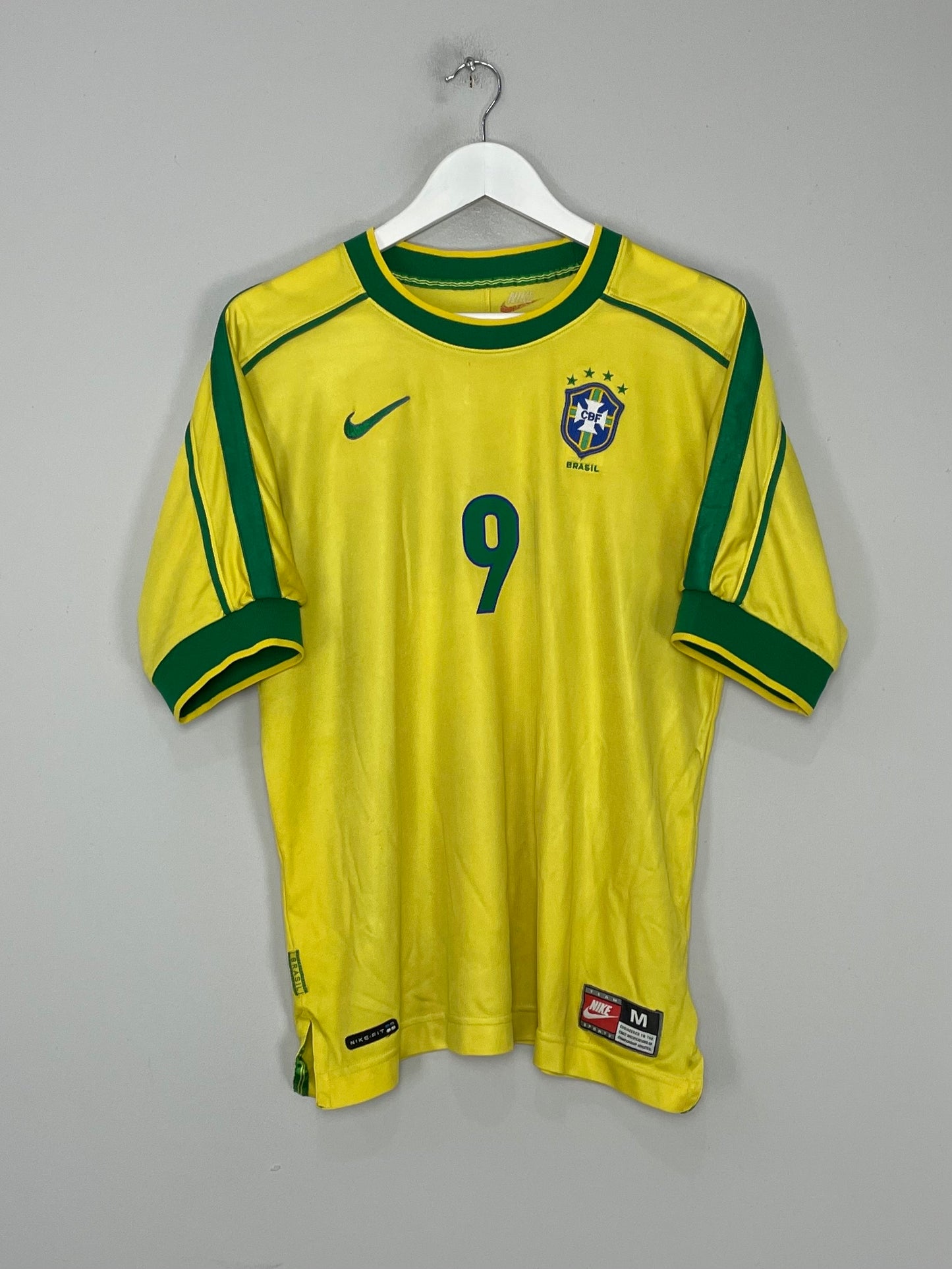 1998/00 BRAZIL RONALDO #9 HOME SHIRT (M) NIKE