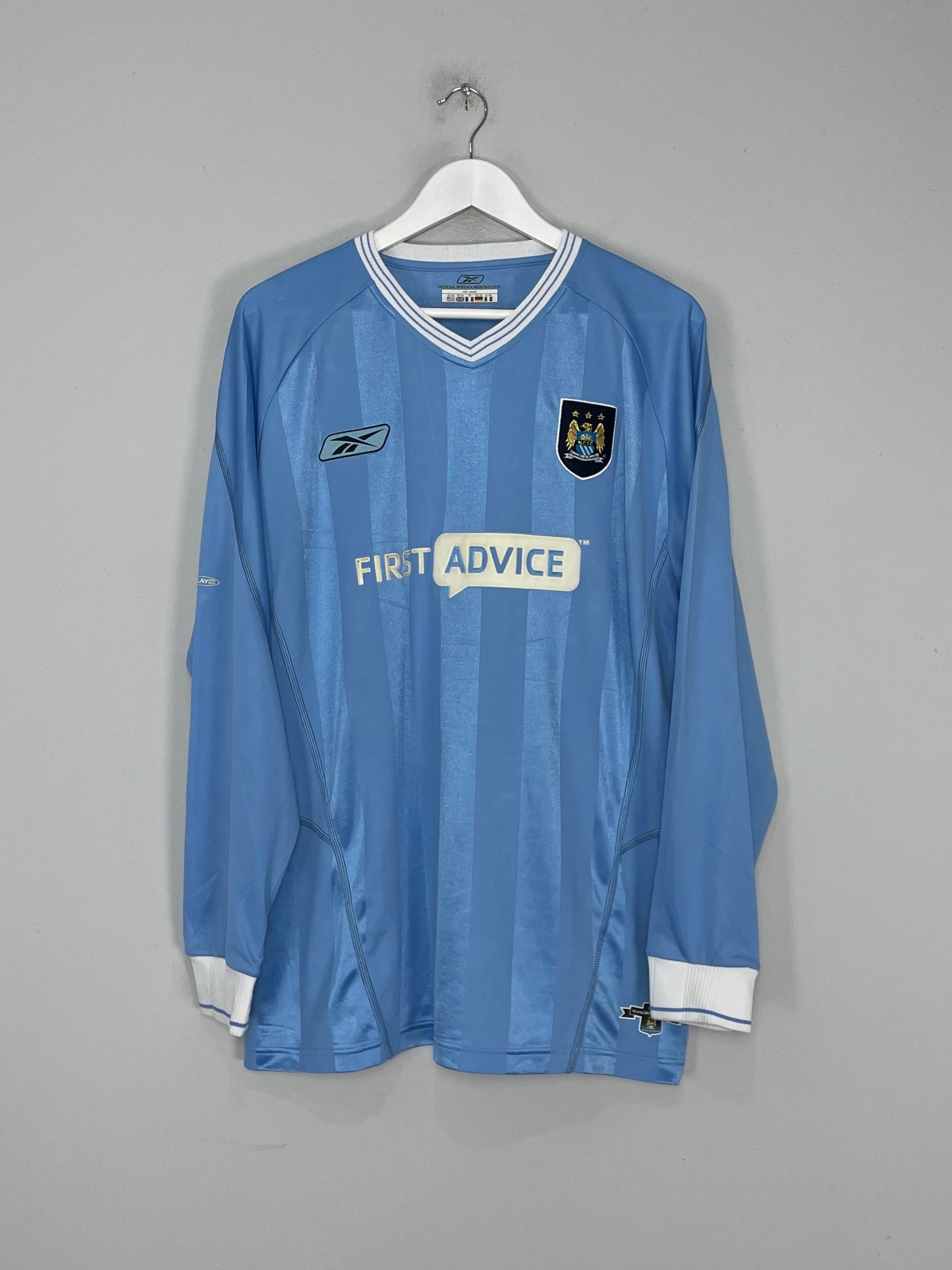 2003/04 MANCHESTER CITY L/S HOME SHIRT (L) REEBOK