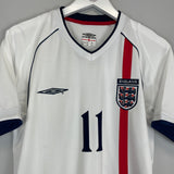 2001/03 ENGLAND HESKEY #11 HOME SHIRT (M) UMBRO