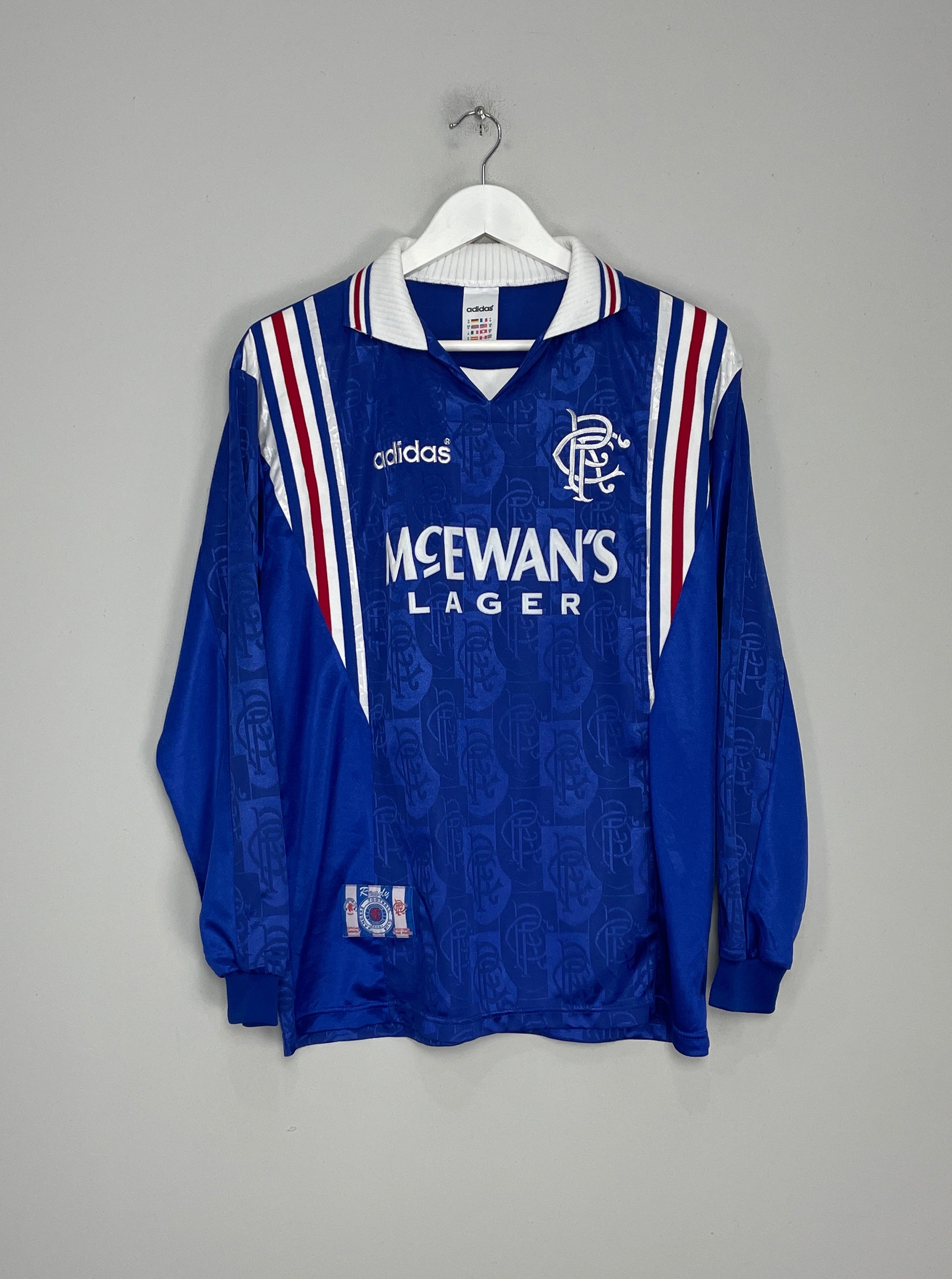 1996/97 RANGERS #11 L/S HOME SHIRT (M) ADIDAS