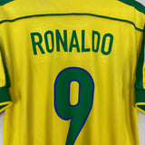 1998/00 BRAZIL RONALDO #9 HOME SHIRT (M) NIKE