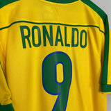 1998/00 BRAZIL RONALDO #9 HOME SHIRT (M) NIKE