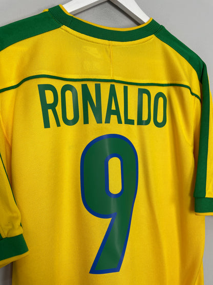 1998/00 BRAZIL RONALDO #9 HOME SHIRT (M) NIKE