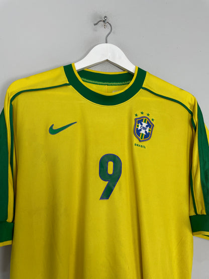 1998/00 BRAZIL RONALDO #9 HOME SHIRT (M) NIKE