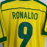 1998/00 BRAZIL RONALDO #9 HOME SHIRT (M) NIKE