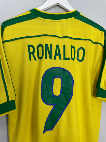 1998/00 BRAZIL RONALDO #9 HOME SHIRT (M) NIKE