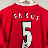 2002/03 LIVERPOOL BAROS #5 HOME SHIRT (L) REEBOK