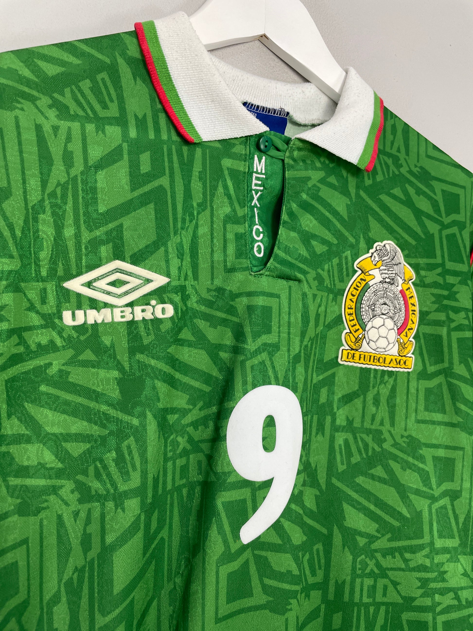 Hugo Sanchez Mexico Umbro 1993 COPA AMERICA Home Soccer Jersey Shirt  Camiseta BNWT M