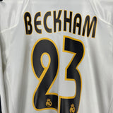 2004/05 REAL MADRID BECKHAM #23 L/S HOME SHIRT (L) ADIDAS