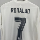 2015/16 REAL MADRID RONALDO #7 L/S HOME SHIRT (M) ADIDAS