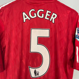 2010/12 LIVERPOOL AGGER #5 *MATCH ISSUE + SIGNED* HOME SHIRT (XL) ADIDAS