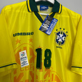 1994/96 BRAZIL RONALDINHO #18 *BNWT* HOME SHIRT (XL) UMBRO