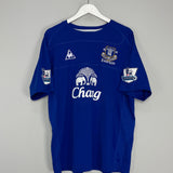 2010/11 EVERTON DISTIN #15 *MATCH ISSUE* HOME SHIRT (XL) LE COQ