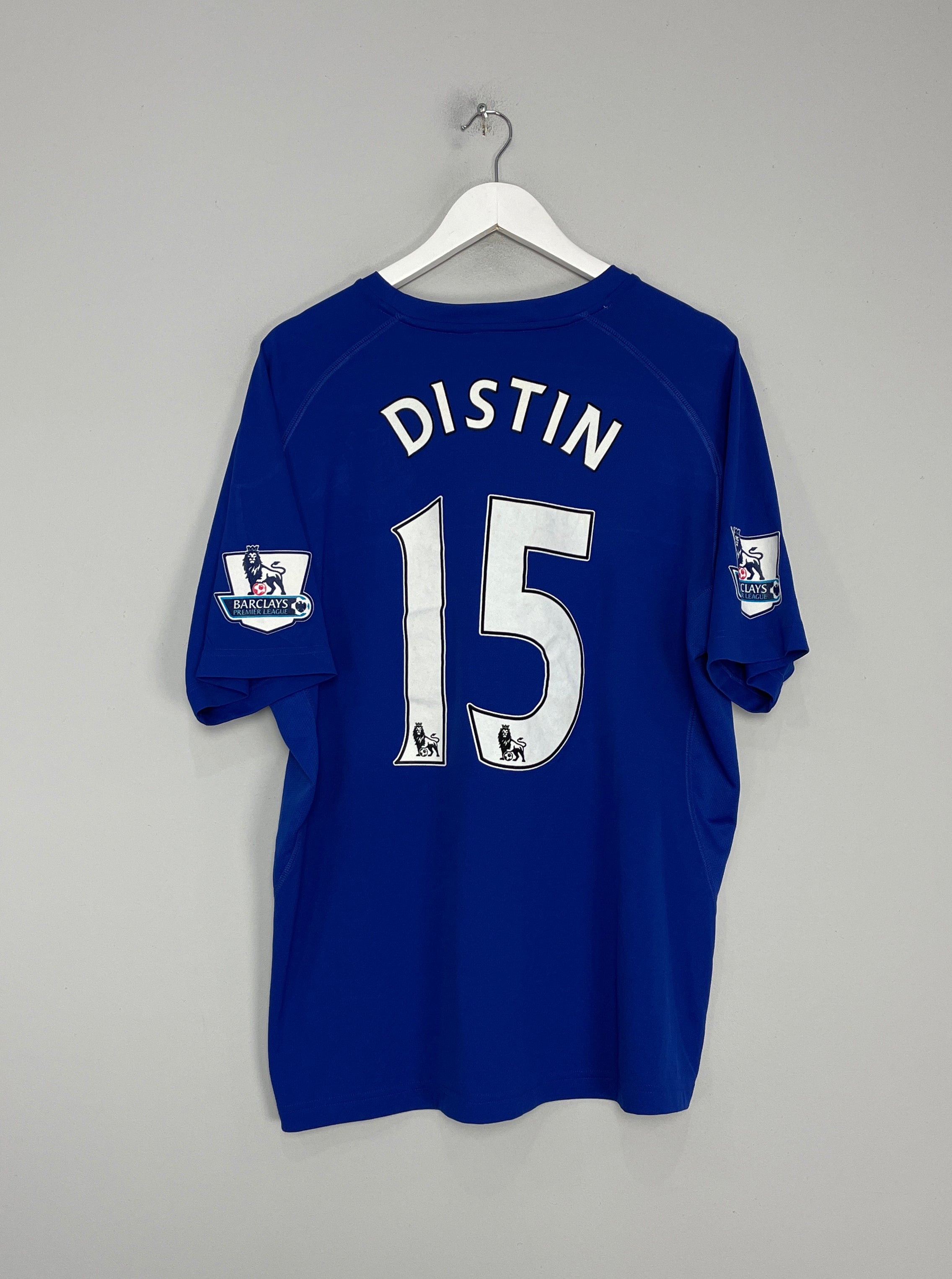 2010/11 EVERTON DISTIN #15 *MATCH ISSUE* HOME SHIRT (XL) LE COQ