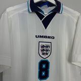 1995/97 ENGLAND GASCOIGNE #8 HOME SHIRT (L) UMBRO