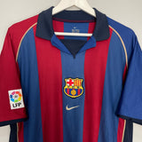 2001/02 BARCELONA RIVALDO #10 HOME SHIRT (L) NIKE