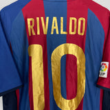 2001/02 BARCELONA RIVALDO #10 HOME SHIRT (L) NIKE