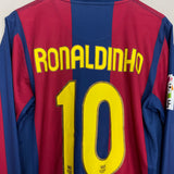 2007/08 BARCELONA RONALDINHO #10 L/S HOME SHIRT (M) NIKE