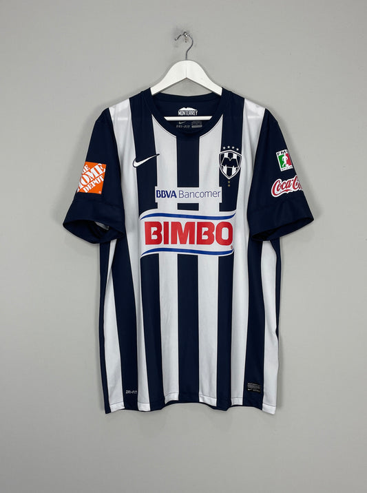 CF Monterrey Mexico Soccer Jersey Blue White Stripes Fits Men's Large Bimbo