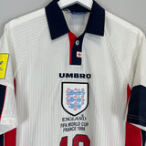 1997/99 ENGLAND SHERINGHAM #10 HOME SHIRT (XL) UMBRO