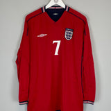 2002/03 ENGLAND BECKHAM #7 L/S AWAY SHIRT (L) UMBRO