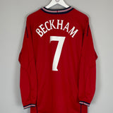 2002/03 ENGLAND BECKHAM #7 L/S AWAY SHIRT (L) UMBRO