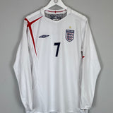 2005/07 ENGLAND BECKHAM #7 L/S HOME SHIRT (L) UMBRO