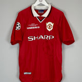 1999/00 MANCHESTER UNITED BECKHAM #7 *CL WINNERS* HOME SHIRT (M) UMBRO