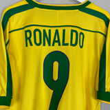 1998/00 BRAZIL RONALDO #9 HOME SHIRT (L) NIKE