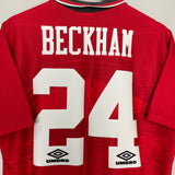 1994/96 MANCHESTER UNITED BECKHAM #24 HOME SHIRT (L) UMBRO