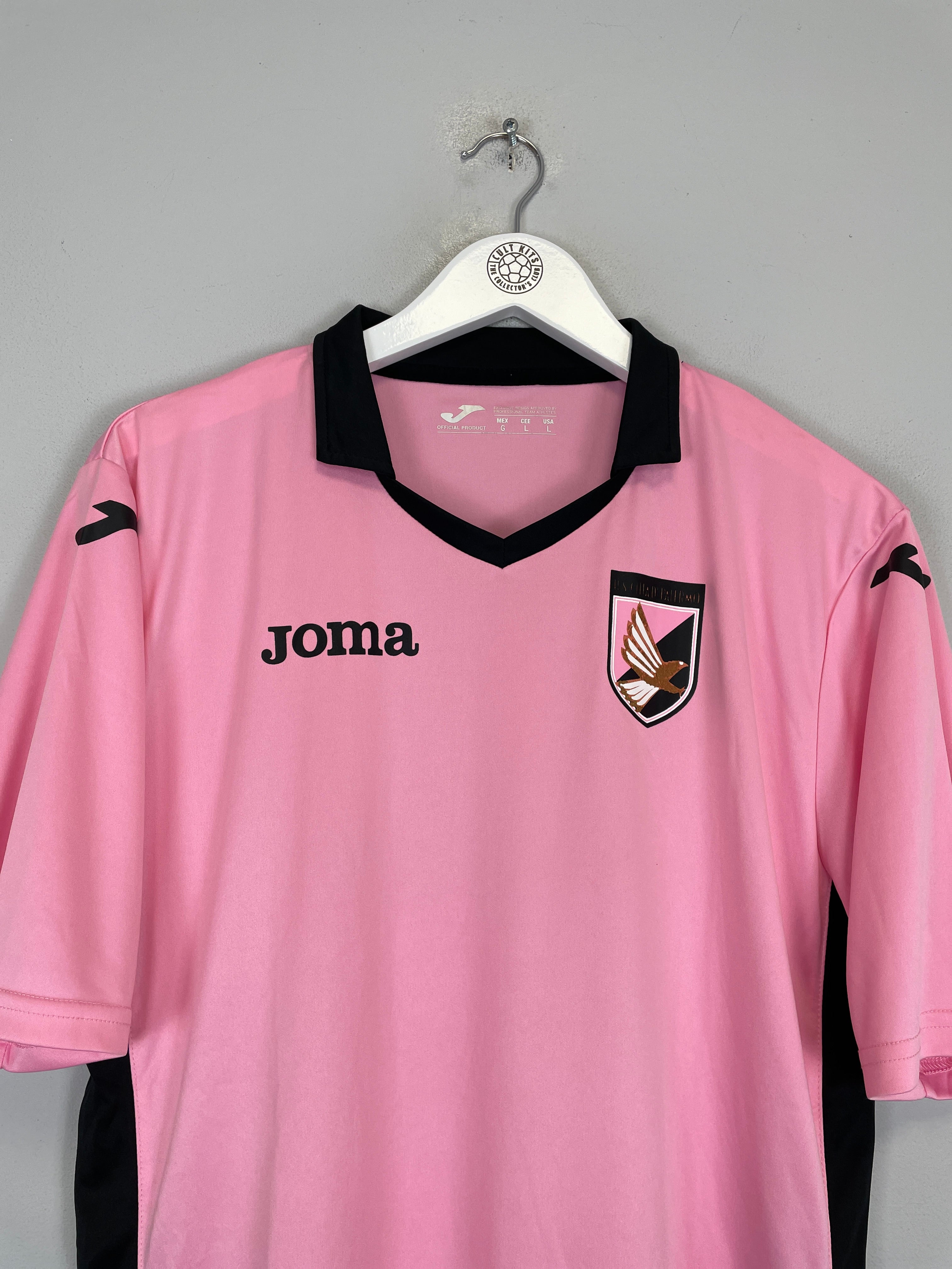 2014/15 Palermo home shirt by Joma in large size, featuring light wear to the badge, displayed on a hanger.