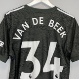 2020/21 MANCHESTER UNITED VAN DE BEEK #34 AWAY SHIRT (M) ADIDAS