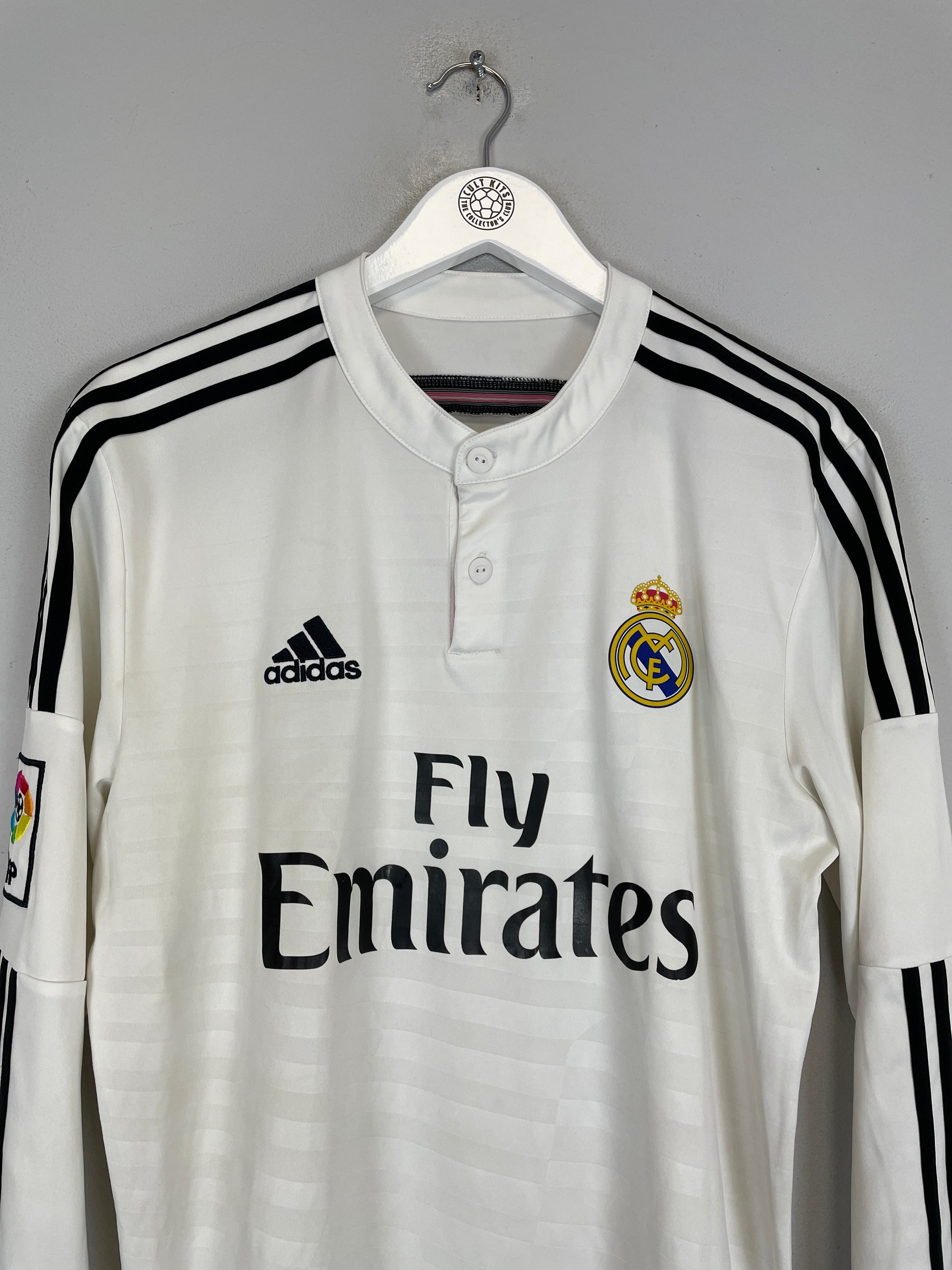 2018/19 Real Madrid James #10 L/S home shirt by Adidas, size L, in very good condition with minimal fade, featuring team logo.