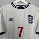 1999/01 ENGLAND BECKHAM #7 HOME SHIRT (XL) UMBRO