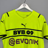 2021/22 Dortmund home shirt in neon yellow with BVB 09 and Evonik logo, size medium by Puma, excellent condition.