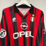 1994/95 AC MILAN LOCATELLI #16 *MATCH ISSUE* L/S HOME SHIRT (XL) LOTTO