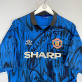 1992/93 MANCHESTER UNITED AWAY SHIRT (XL) UMBRO