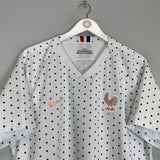 2019/20 France women's away shirt by Nike in excellent condition, size XL, featuring polka dot design and iconic rooster logo.