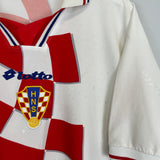 1998 Croatia home shirt by Lotto, large size, featuring red and white design with HNS logo, good condition with minor wear.