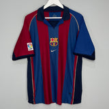 2001/02 BARCELONA RIVALDO #10 HOME SHIRT (L) NIKE