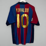 2001/02 BARCELONA RIVALDO #10 HOME SHIRT (L) NIKE