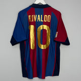 2001/02 BARCELONA RIVALDO #10 HOME SHIRT (L) NIKE